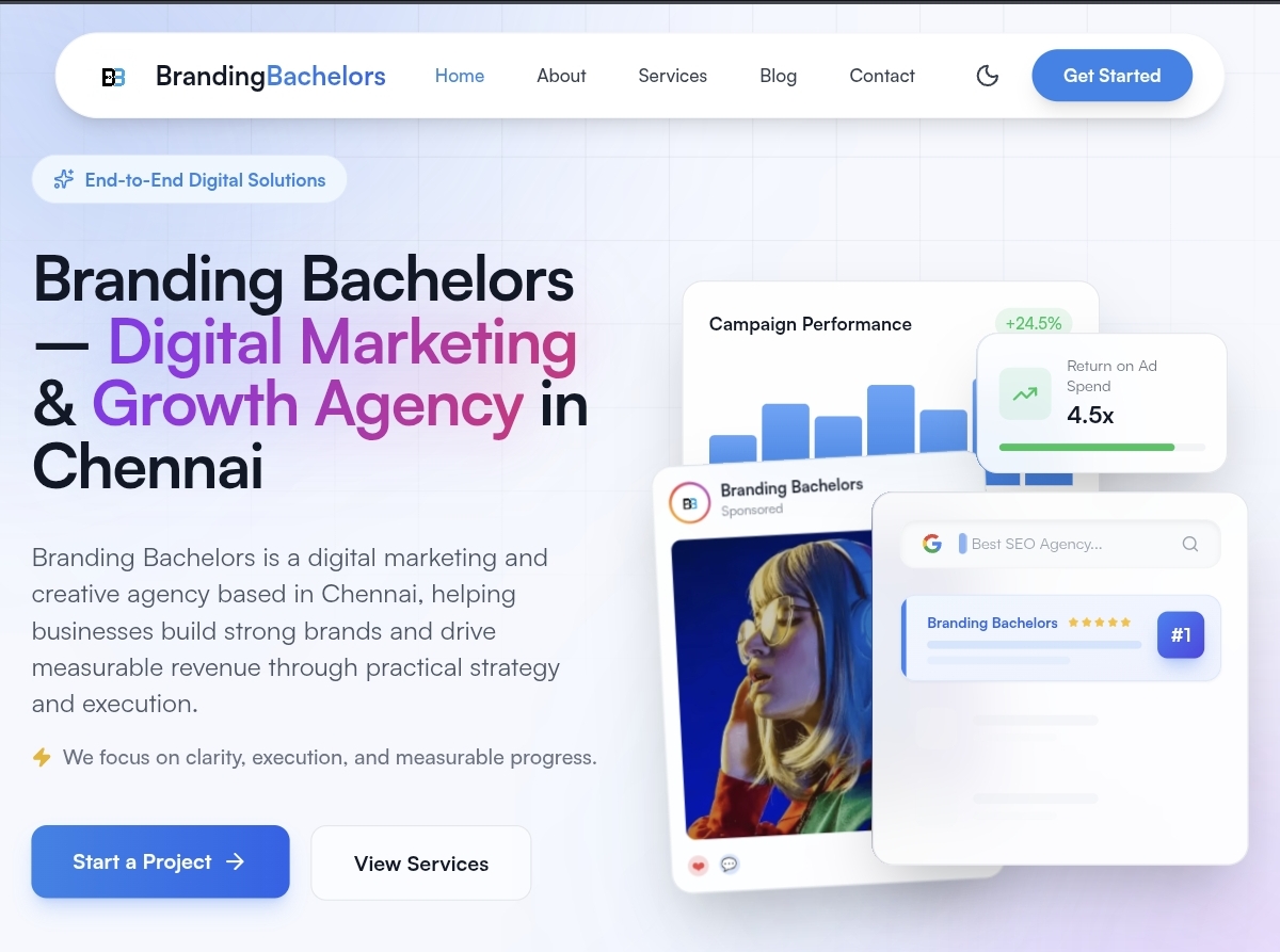 Branding Bachelors Website Screenshot